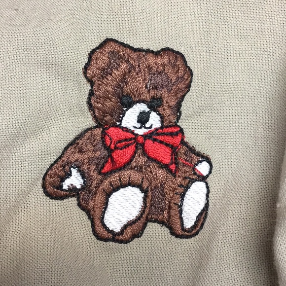 VINTAGE QUITMAN sz X Large Pullover Top 100% Cotton Teddy Bears Bows Holiday Tan - Picture 8 of 8